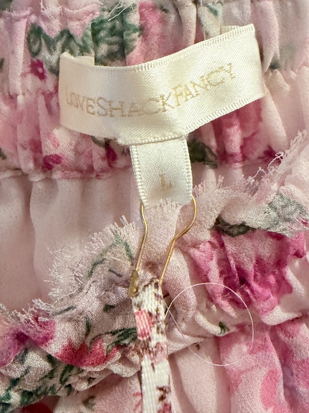 🌸 LoveShackFancy Ruffle Mini Skirt Shimmering Springs Floral NWT L $295 - Picture 7 of 9